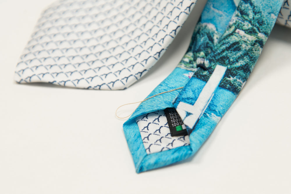 Pure Silk Tie | White Logo & Colorful Tail