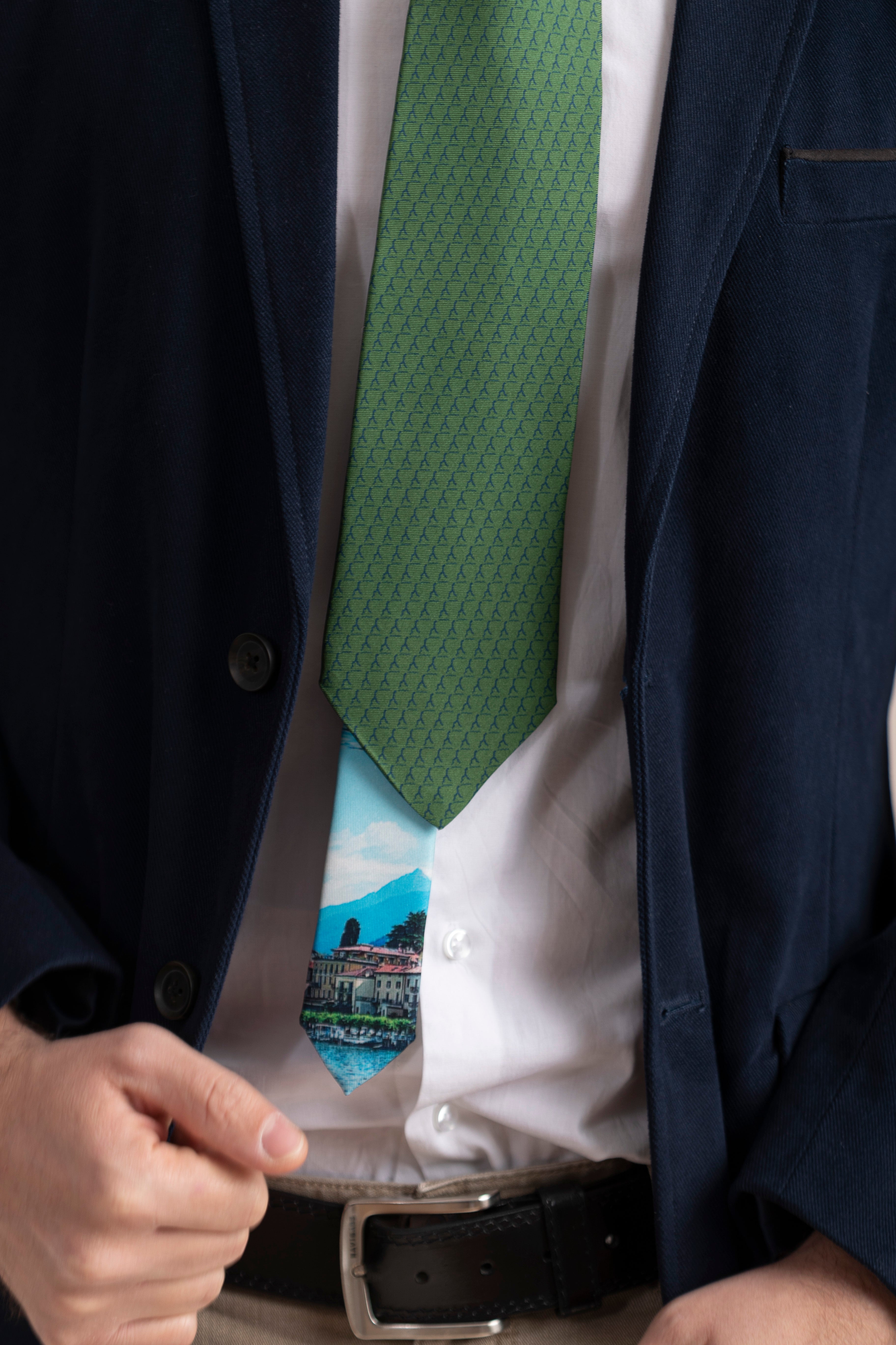 Cravatta Pura Seta | Verde Logo & Codino Colorato