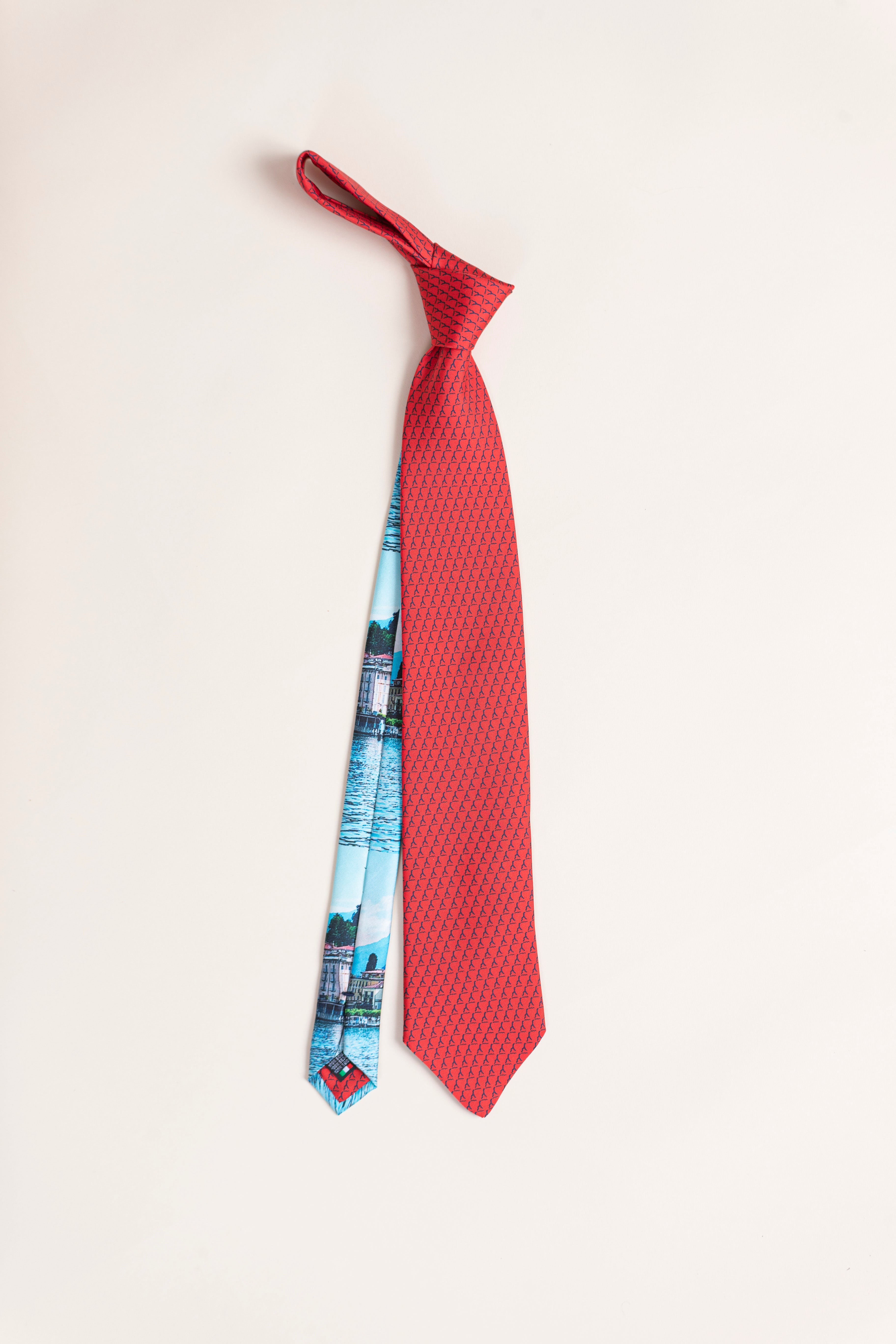 Pure Silk Tie | Red Logo & Colorful Tail